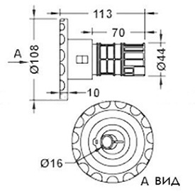 Схема Форсунка гидромассажная вращающаяся из ABS пластика, 10-12м³/час /0018/