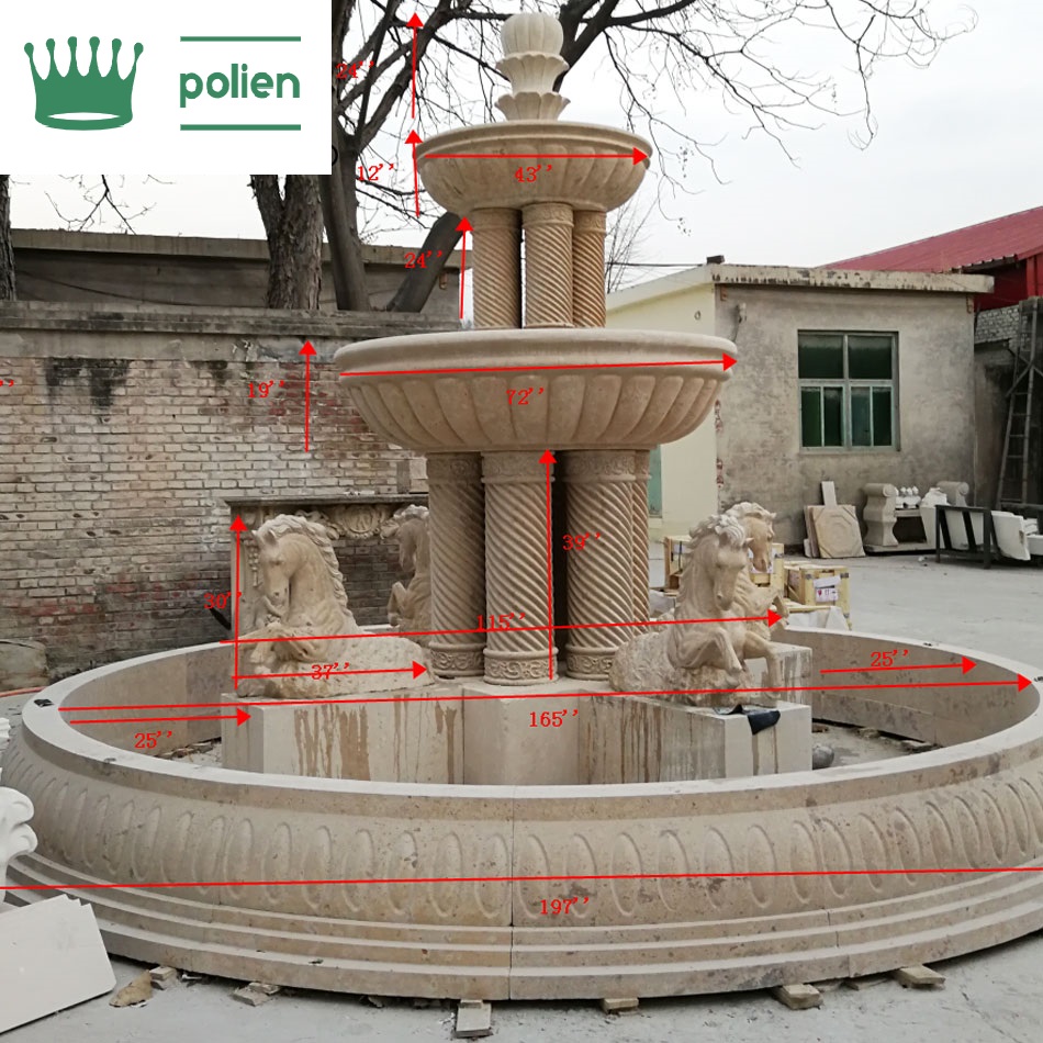 Большой фонтан со статуями лошадей, для дома и парка код Polien 9-40