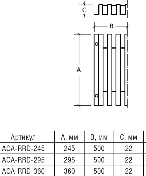 Переливная решетка AQA-RRD 360 мм 22 мм двух опорный артикул AQA-RRD-360