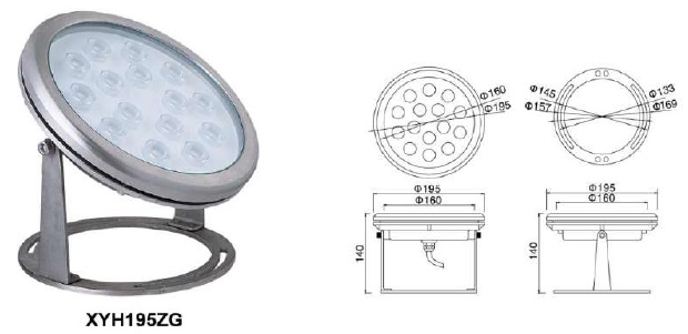 Светильники светодиодные подводные IP68/ установка НА КРОНШТЕЙНЕ Aqua195ZG-15W