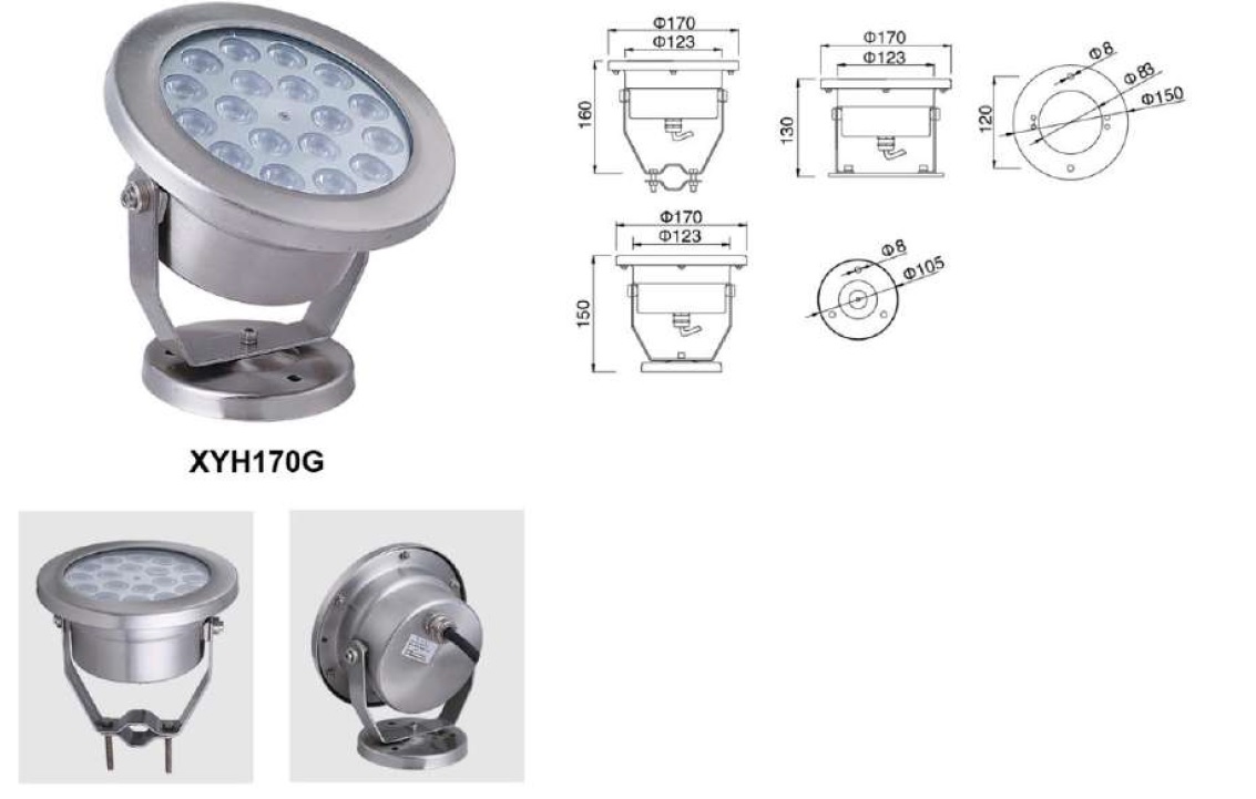 ����������� ������������ ��������� IP68/ ��������� �� ���������� XYH170G-27W(RGB)