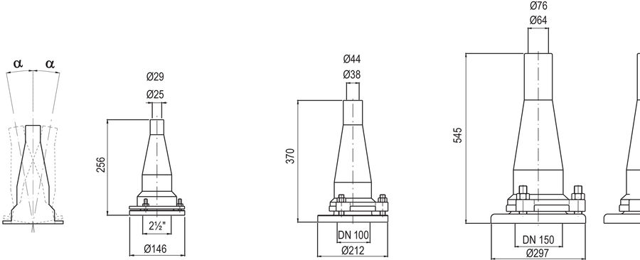 Фонтанные насадки Lance jet DN 150, 58 mm от 291-673 м3/час арт. BCB2103