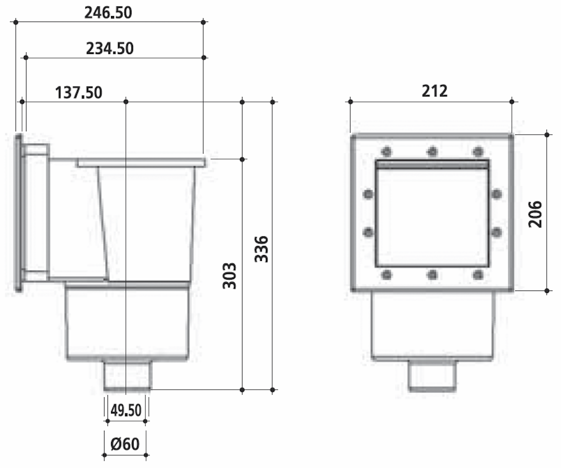 Скиммер Gemas MINI 186х180мм 1 1/2" ВР (универсал) (04213)